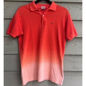 Lacoste Boys’ Polo Shirt Size 16 Red Pink Ombre Gradient Youth XL Preppy